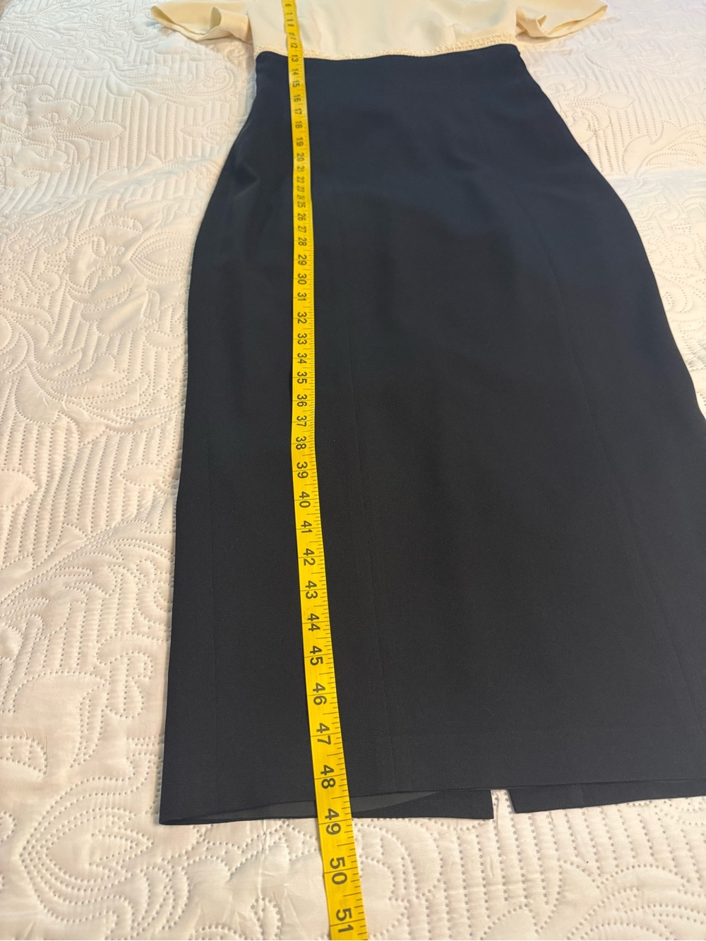 Vintage Talbots Black Ivory Colorblock Formal Maxi Column Dress Size 4 - Picture 12 of 17